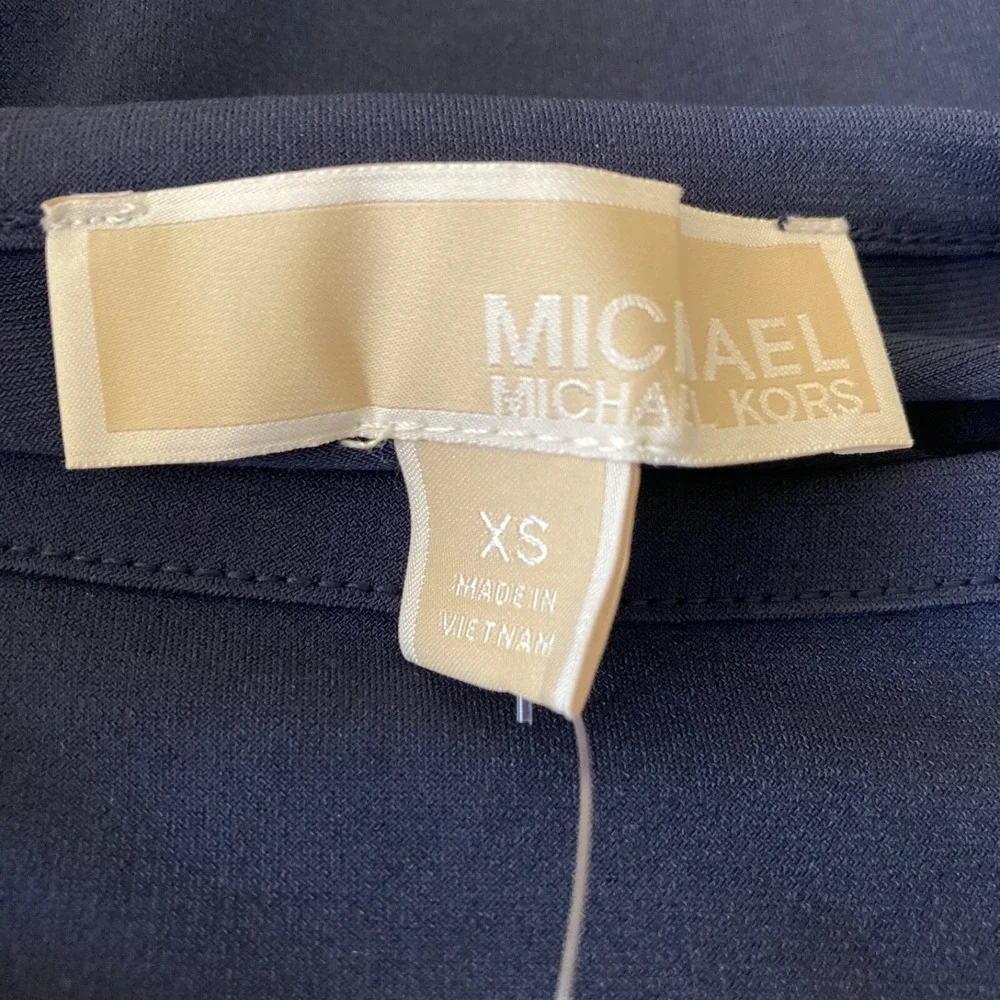 Michael Kors Dress Womens XS Long Sleeve Casablanca Border True Navy Sea Green